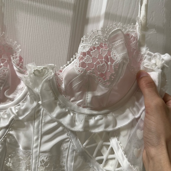 For Love And Lemons White Heart Window Slip Dress XXS - Picture 5 of 9